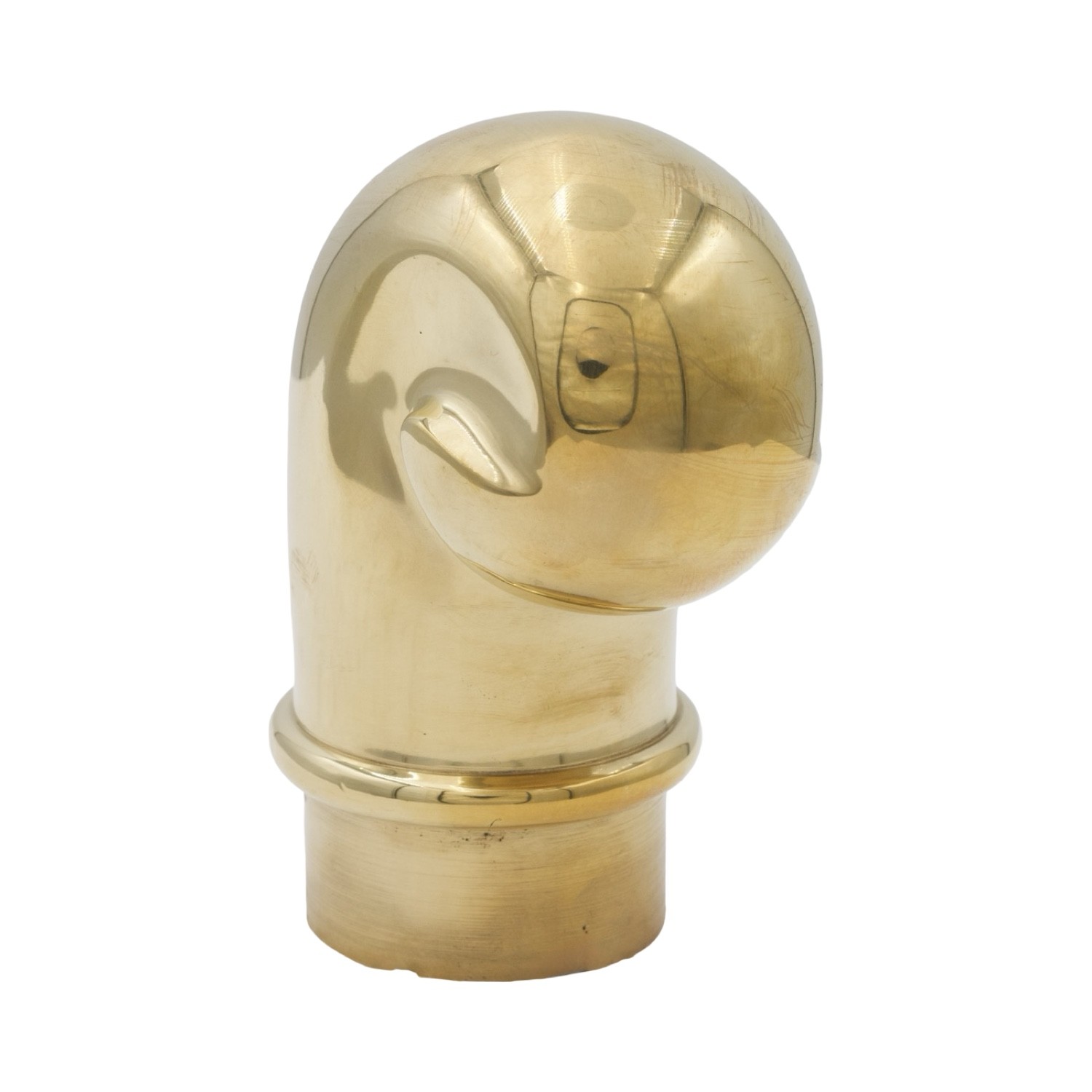 Curled Bar Rail End Cap in Heavy Cast Brass 2 Inch
