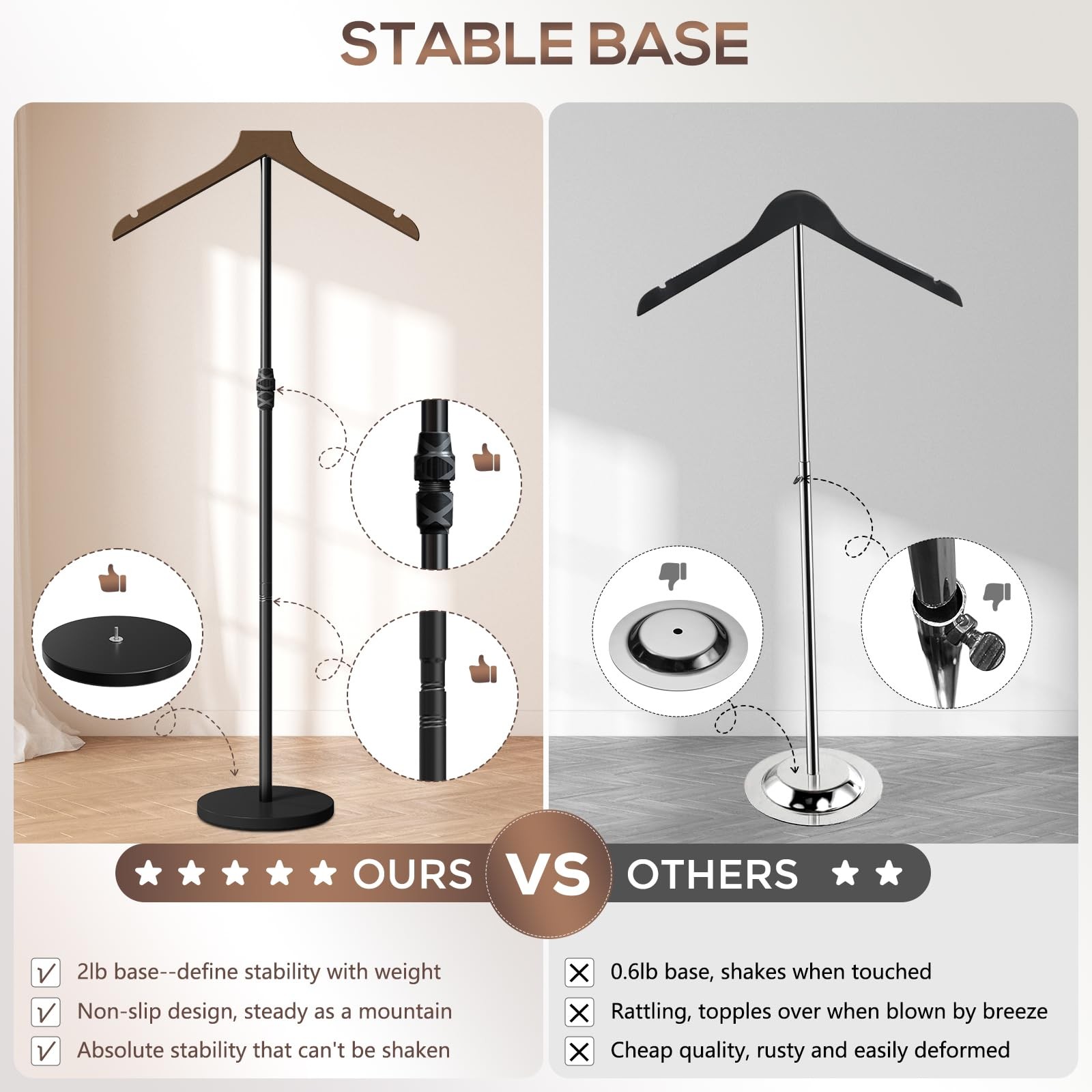 Mannequin Torso, 30 to 41 Inch Height Adjustable Shirt Display Stand for Vendors