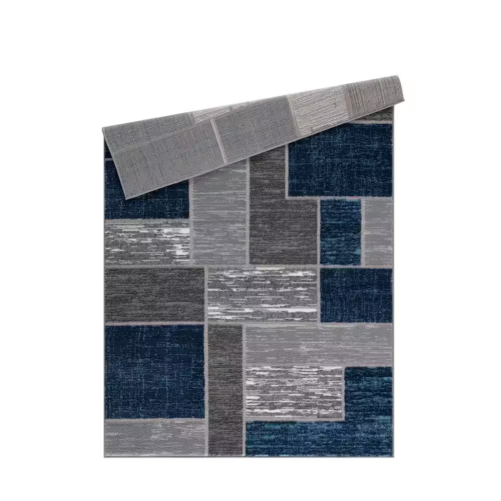 Verena Blue Geometric 2 Ft. X 6 Ft. Runner Rug