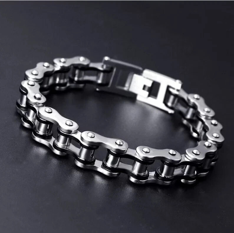 Men's Stainless Steel Motorcycle Bike Chain Bracelet Biker Jewelry Gift for him