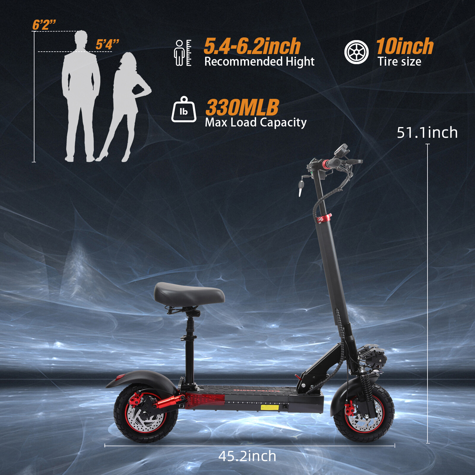 Electric Scooter 48v 800W For Adult 10"Off Road Fat Tires Fast Speed USA MAX vV