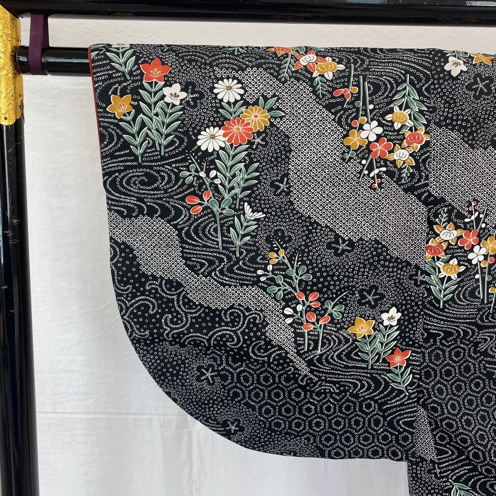 Japanese Vintage Kimono Haori Jacket Polyester Black Traditional Authentic