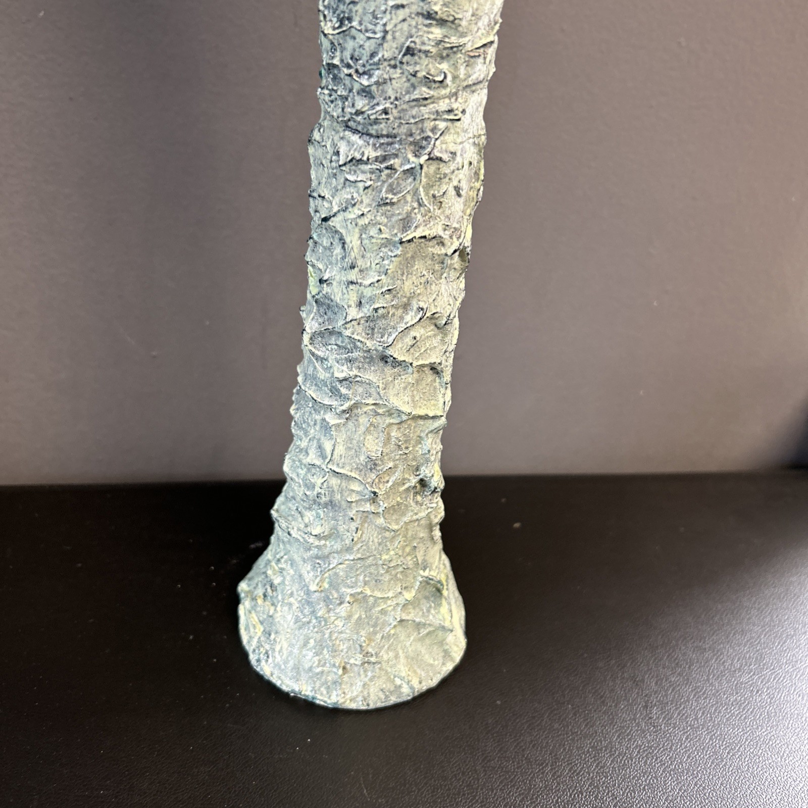 Upcycled Tall Vase Grunge Moody Textured Painted White Waxed Resin Blend 15”