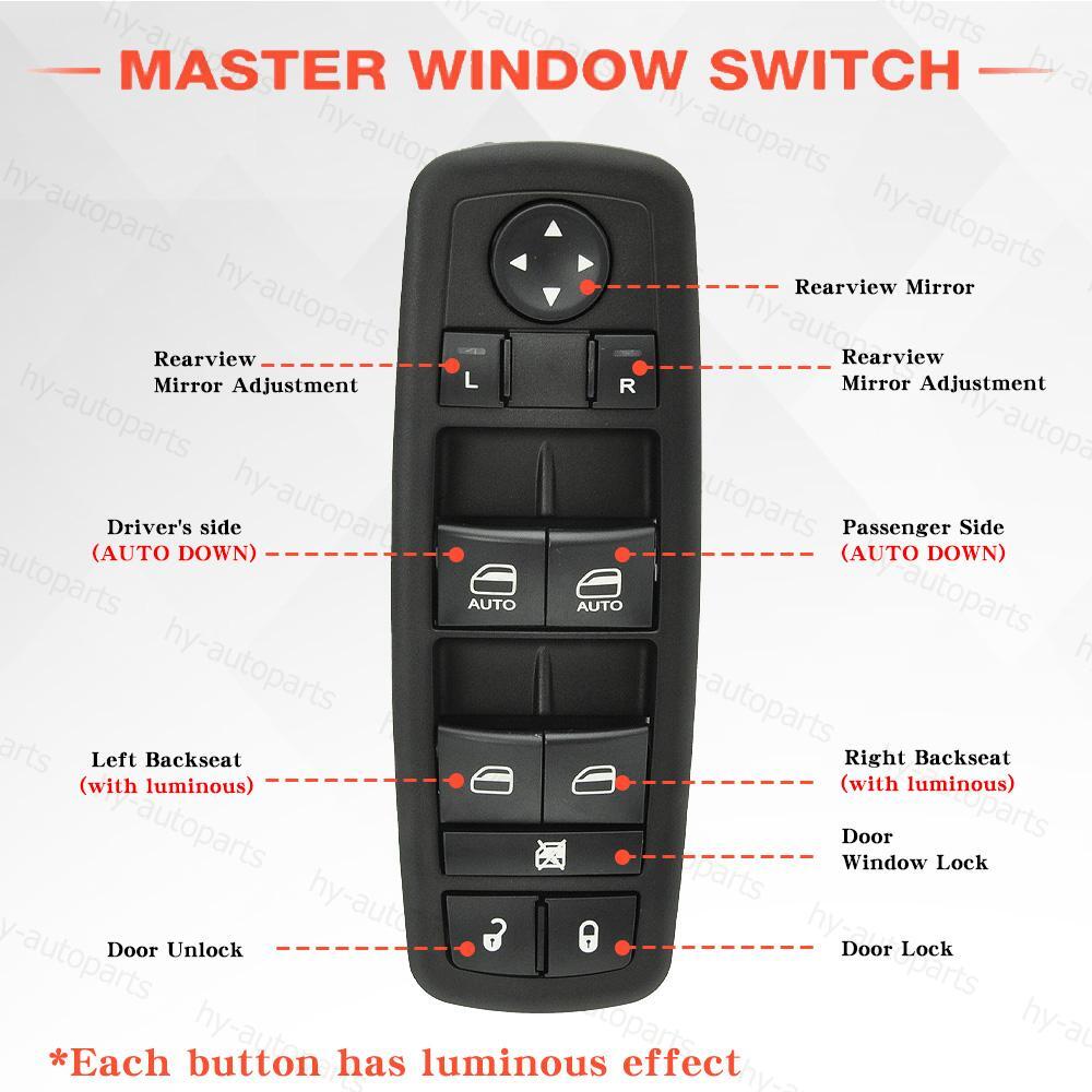 For 2011-2022 Dodge Charger Chrysler Ram 1500 Master Power Window Control Switch