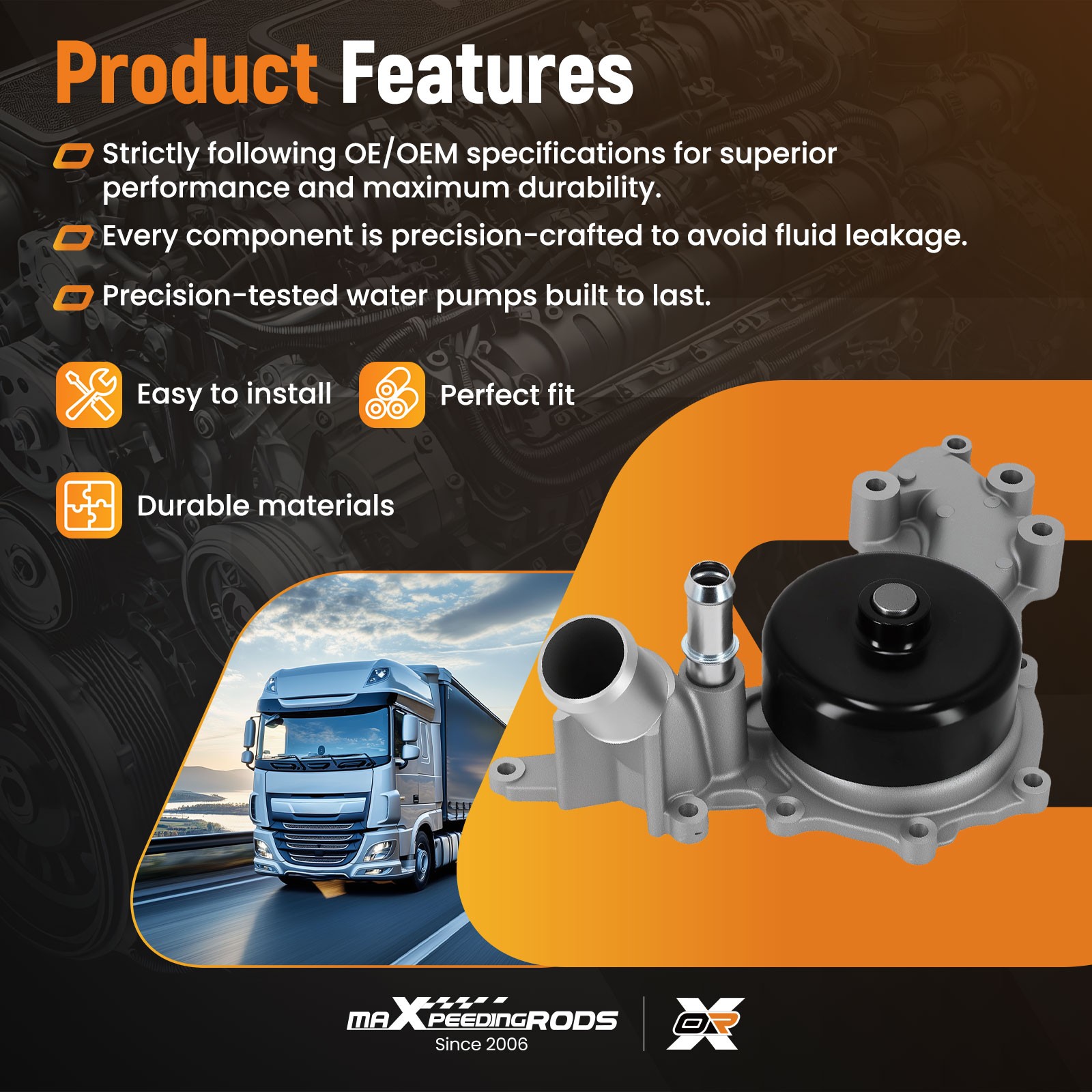 Water Pump For Jeep Wrangler 2012-2018 Jeep Wrangler JK 2018 3.6L V6 RL079412AB