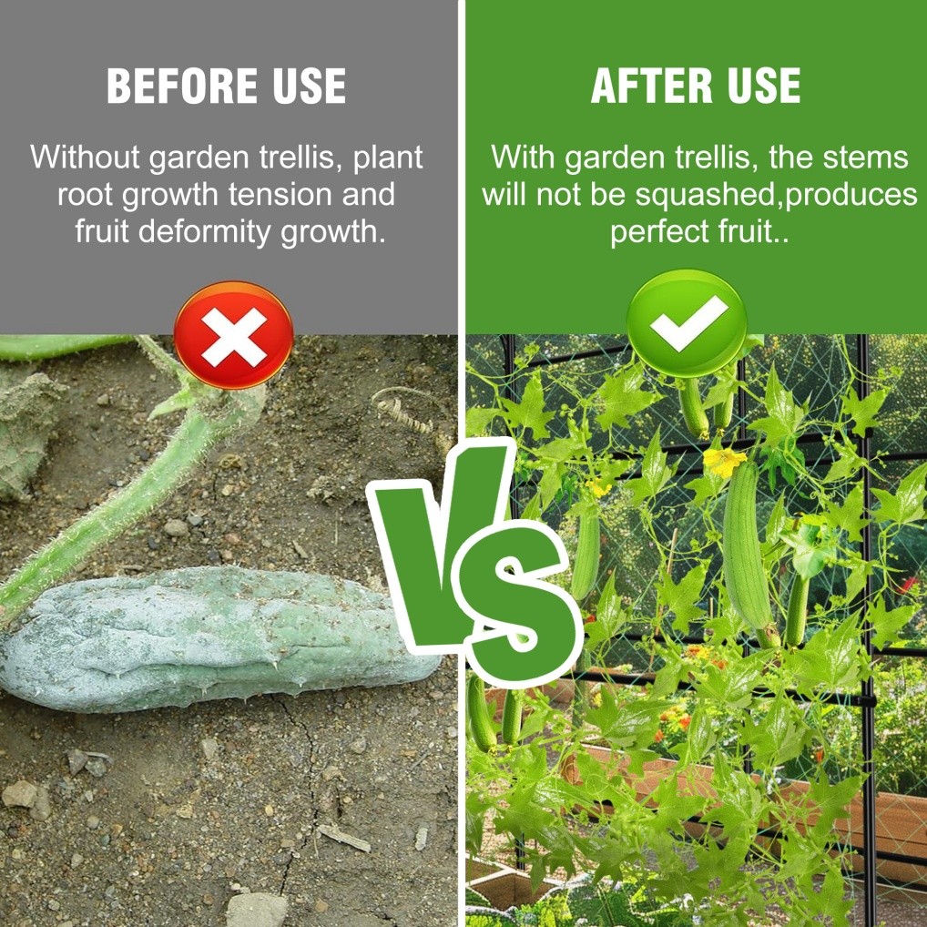Garden Trellis Tall Cucumber Trellis Arch for Climbing Plants w/ Trellis Netting