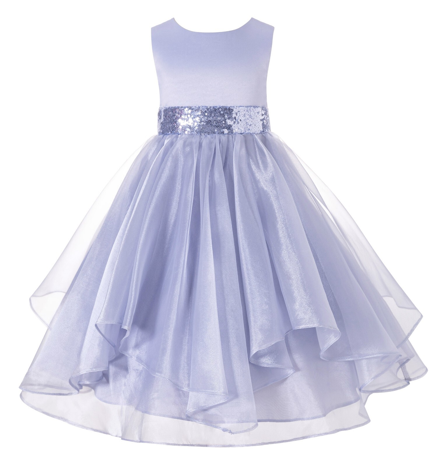 Wedding Asymmetric Ruffles Satin Organza Flower girl dress Elegant Pageant Party