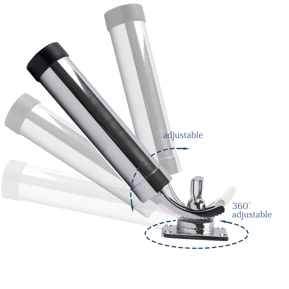 Pair Fishing Rod Holder Boat 316 Stainless Steel Deck-Mount 360° Adjustable