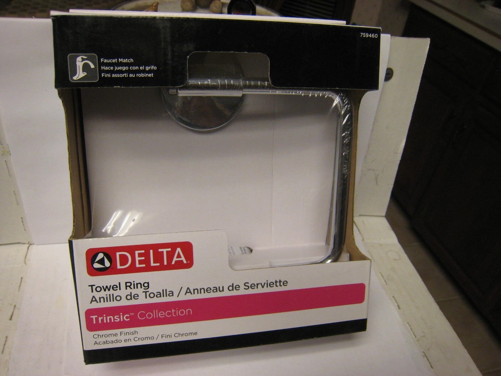Delta 759460 Trinsic Wall Mounted Towel Ring - Polished Chrome Finish NEW