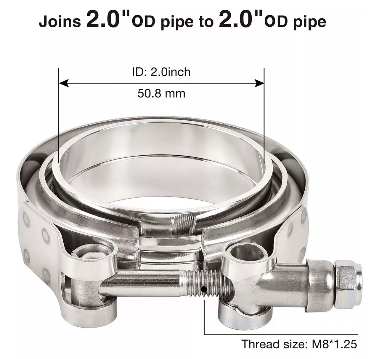V-Band Clamp & Flange Kit SS304 Stainless 2'' 2.25'' 2.5'' 2.75'' 3'' 3.5'' 4''