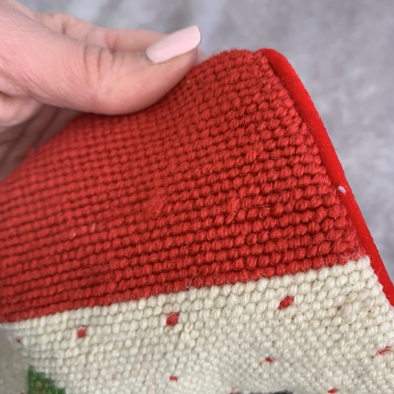 Vintage Needlepoint Wool Christmas Stocking Snowman Reindeer Holiday