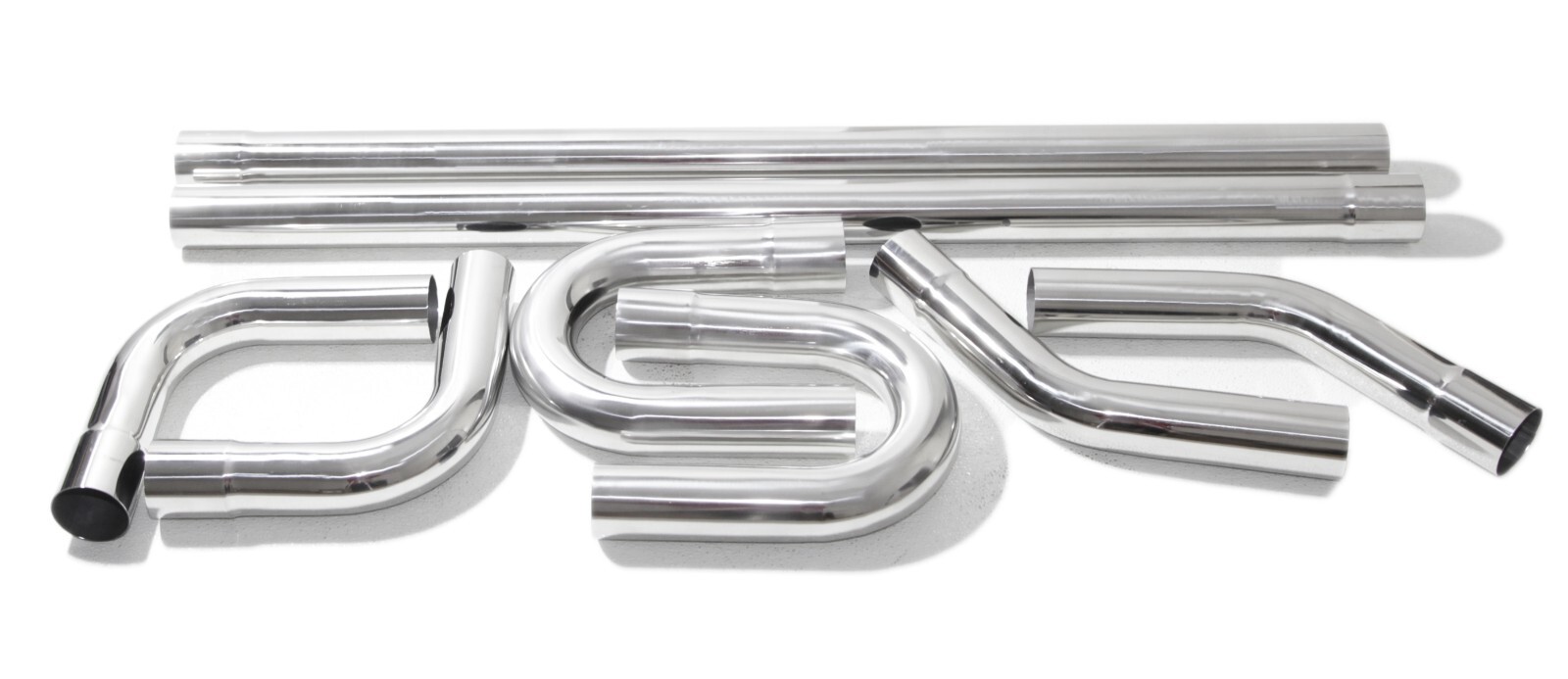8PCS 2.5" OD Stainless Steel Straight Bend DIY Custom Mandrel Exhaust Pipe Kit