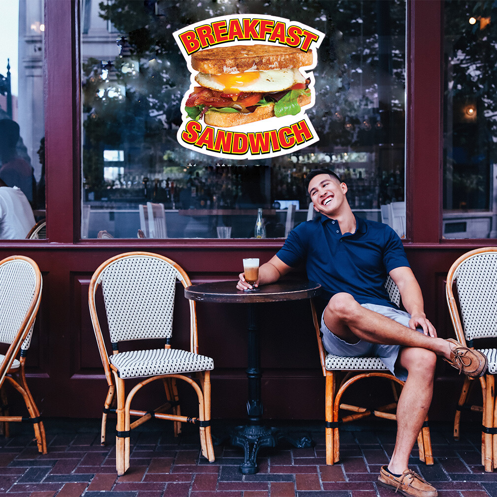 Food Truck Decals Breakfast Sandwich Restaurant & Food Concession Sign Yellow