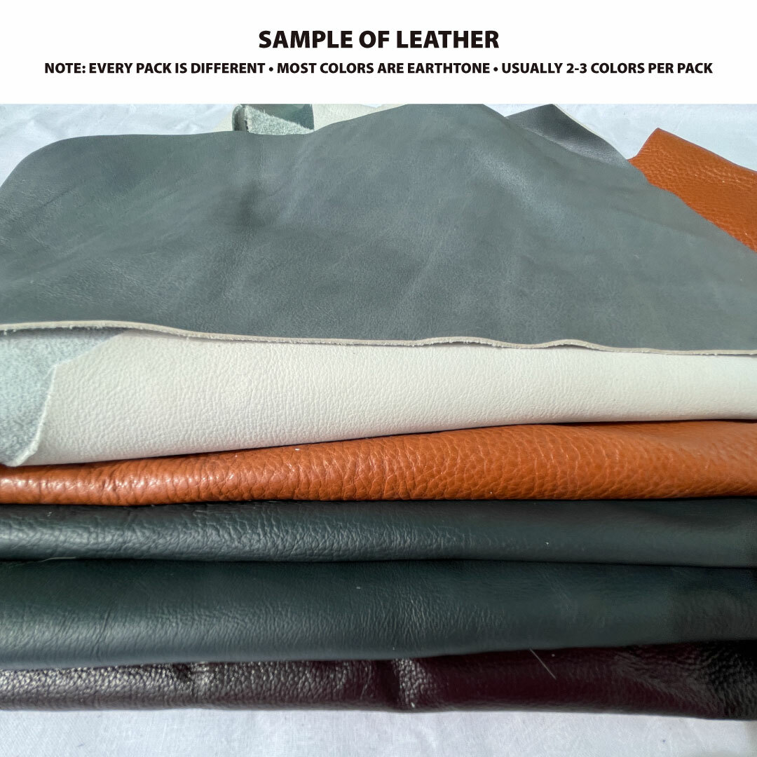 Premium Cowhide Leather Scraps 2 lb. Bag - 3 to 5 Leather Pieces Per Bag