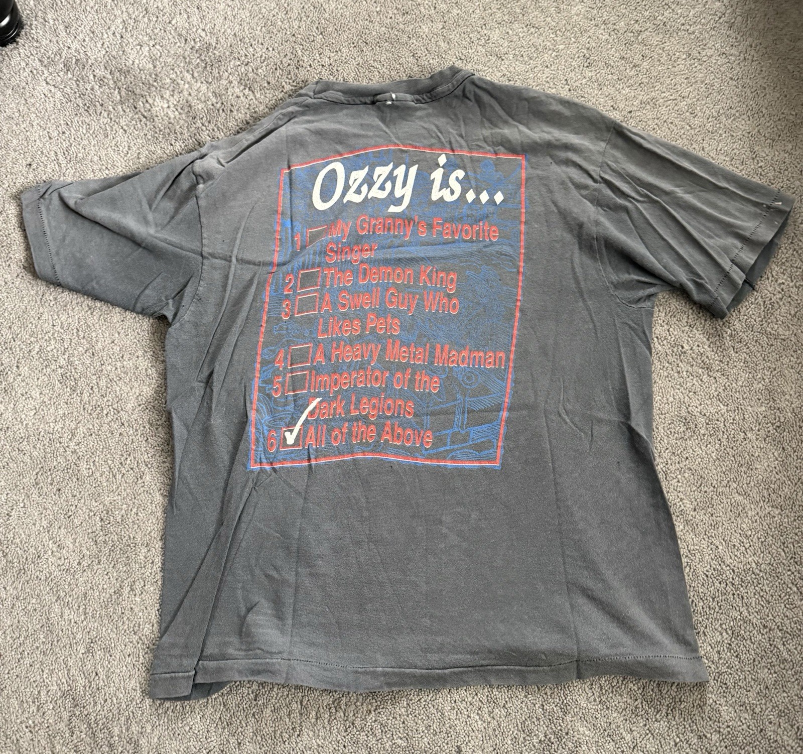 OzzY Osbourne 1988 No Rest For The Wicked Vintage Shirt Large ✌️