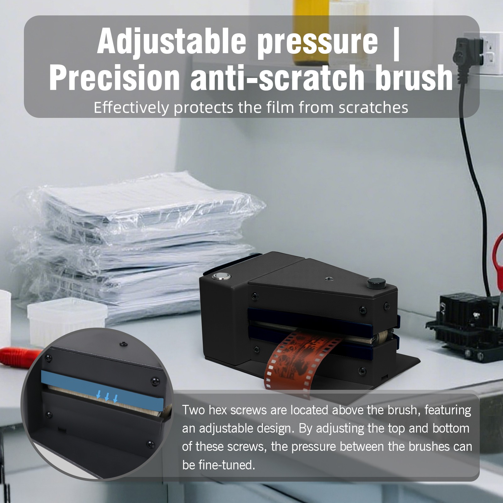 Black Professional Electric Film Anti-Static Dust Remover for 120 135 4x5 Film