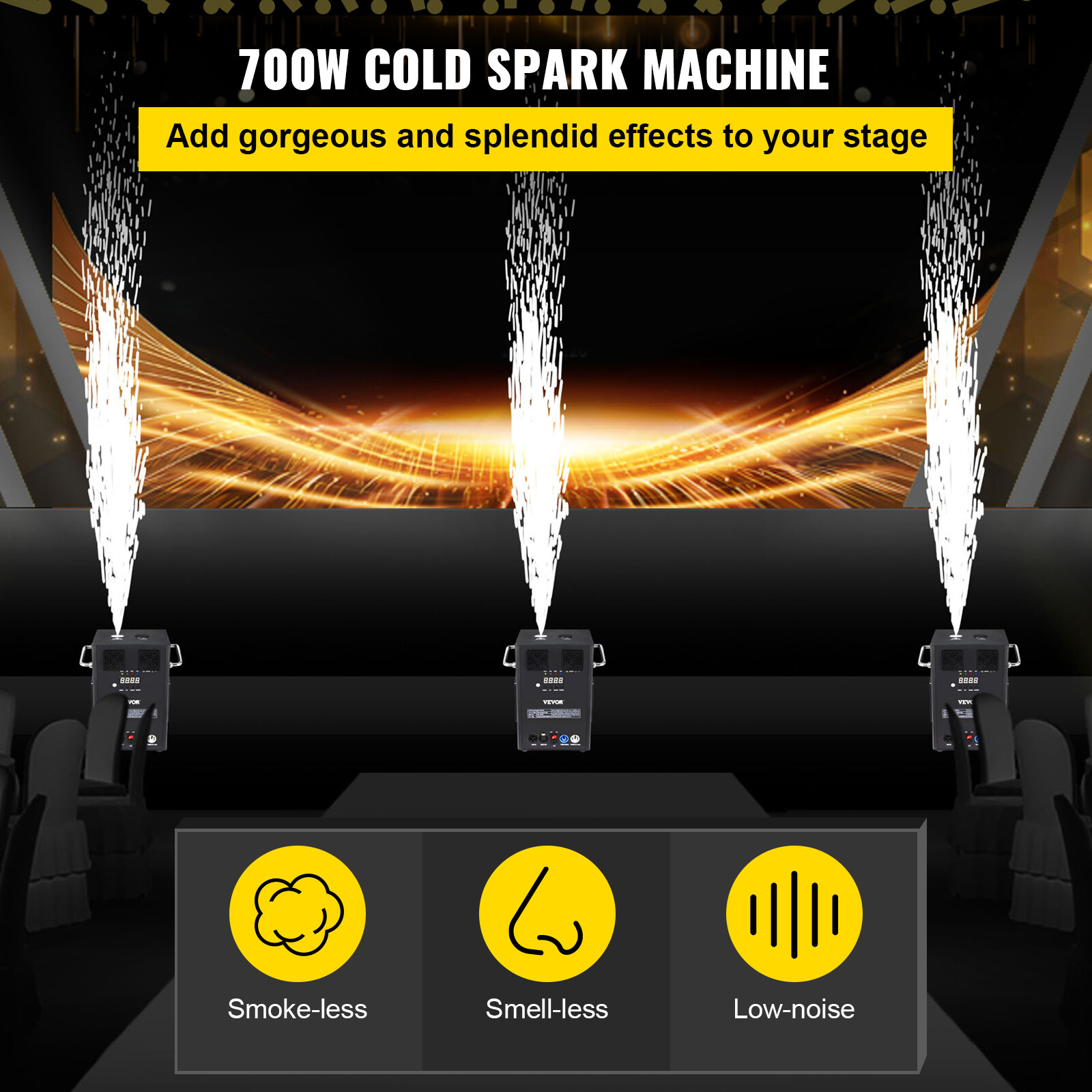 VEVOR Large Cold Spark Firework Machine 700W DMX Stage 6.6-9.8ft DJ Event Party