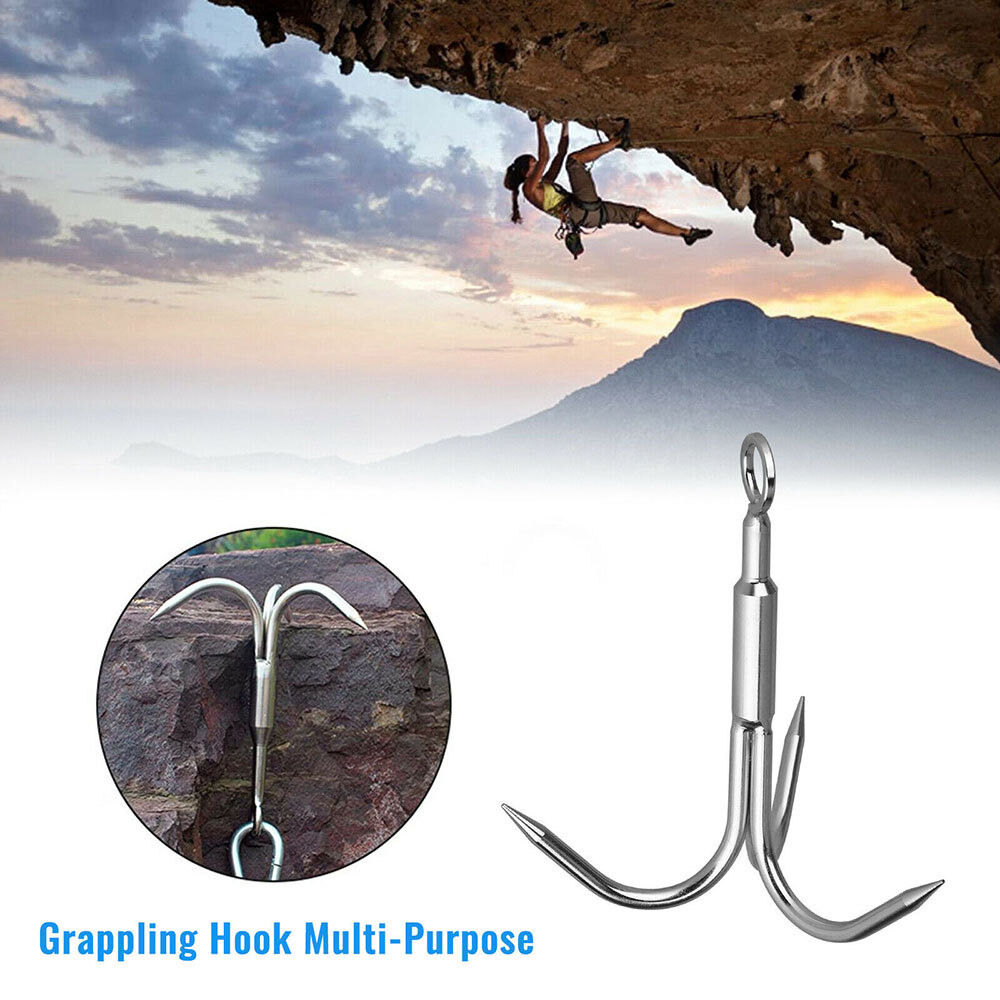 Grappling Hook 3Claw Climbing Hook Stainless Steel Grapnel Hook Small/Large size