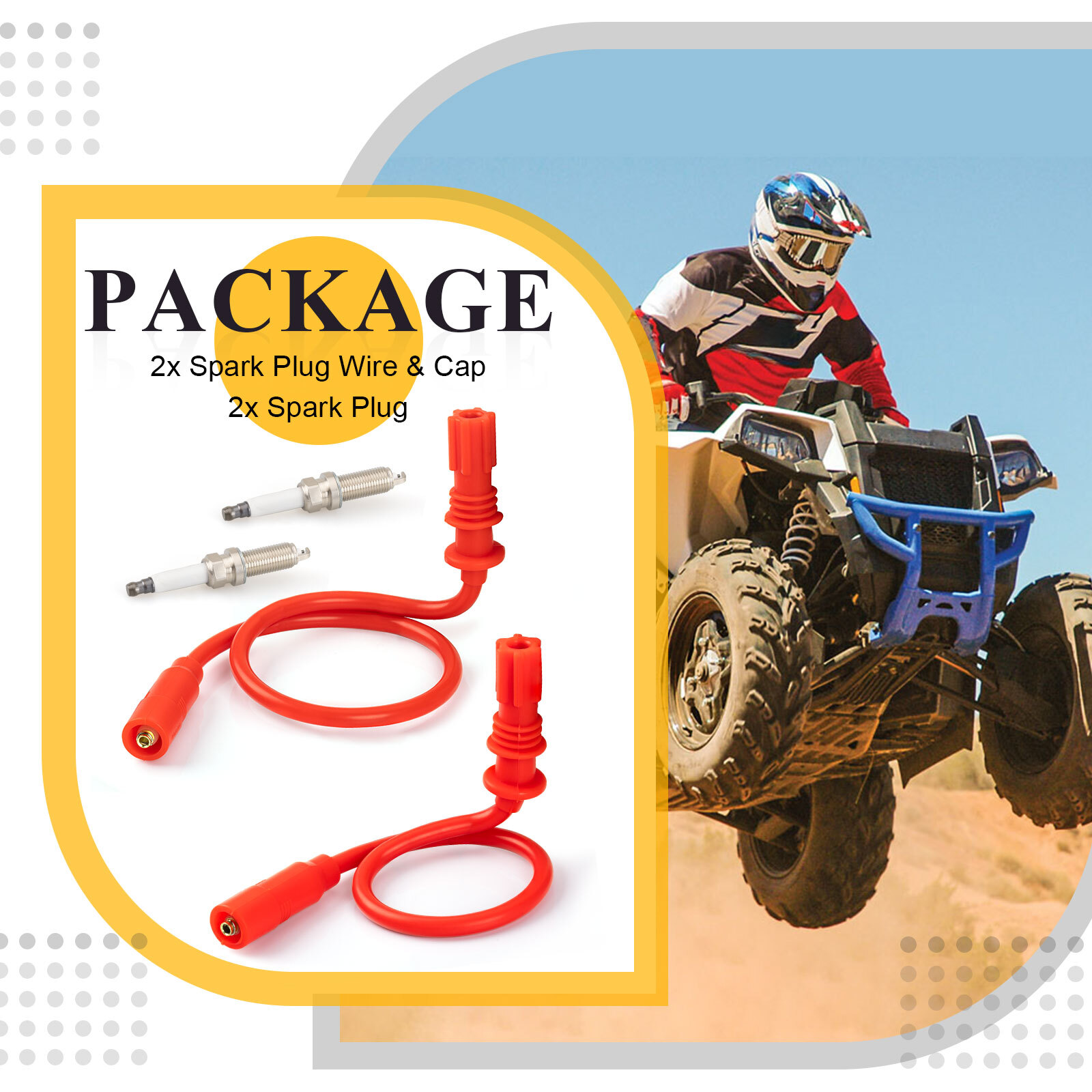 Spark Plug & Wire Cap for Polaris Scrambler Sportsman 850 2012 2013 2014 - 2024