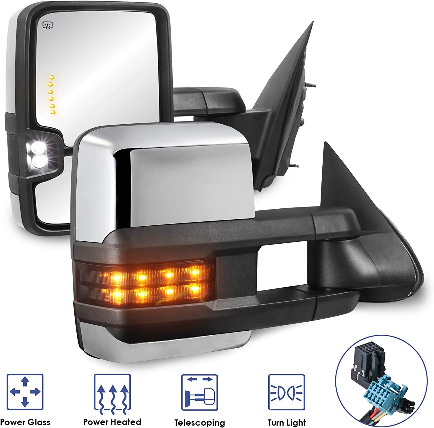 Chrome Power Heated Tow Mirrors For 2003-2006 Chevy Silverado GMC Sierra Yukon