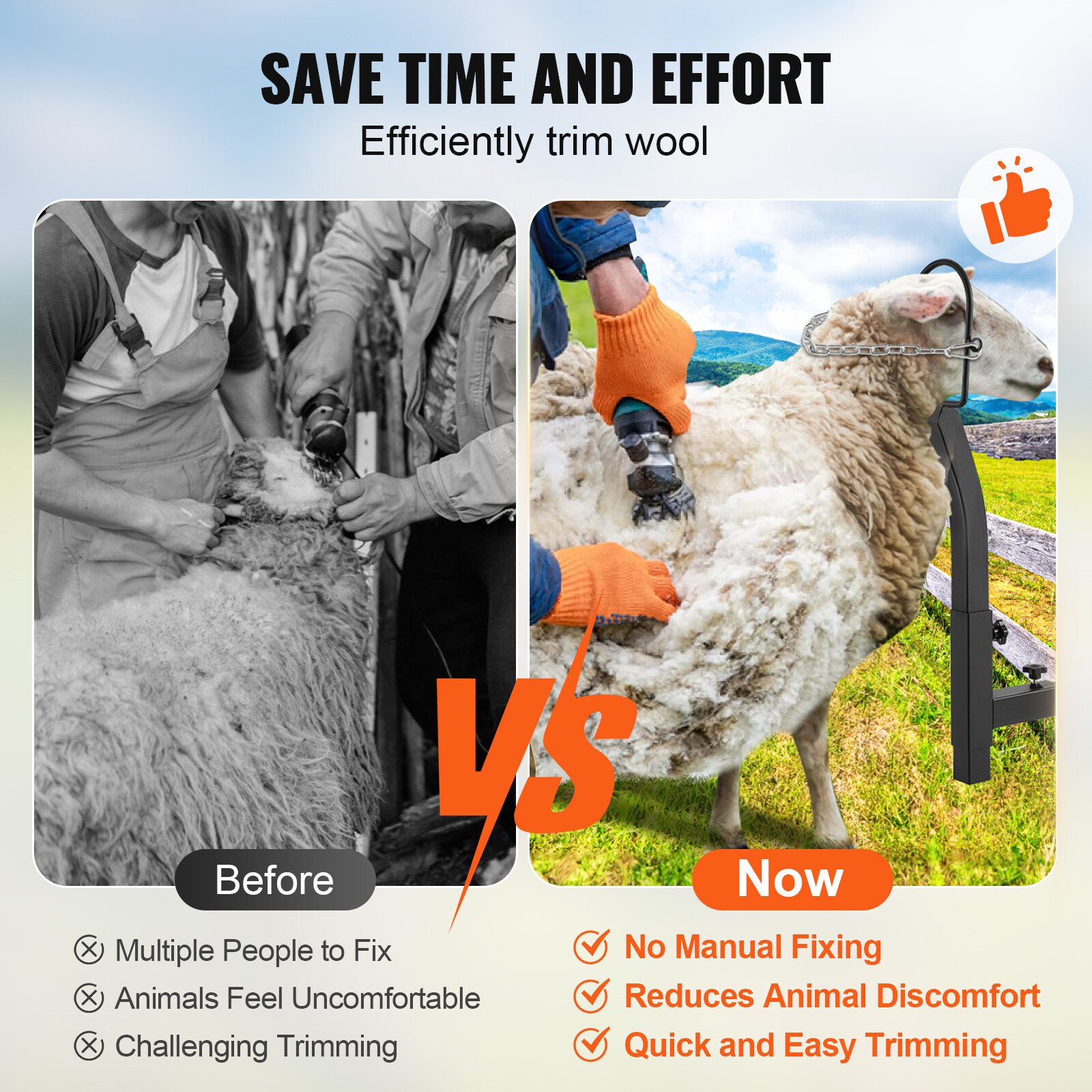 VEVOR Livestock Trimming Stand Trimming Stand for Goats with Nose Loop Headpiece