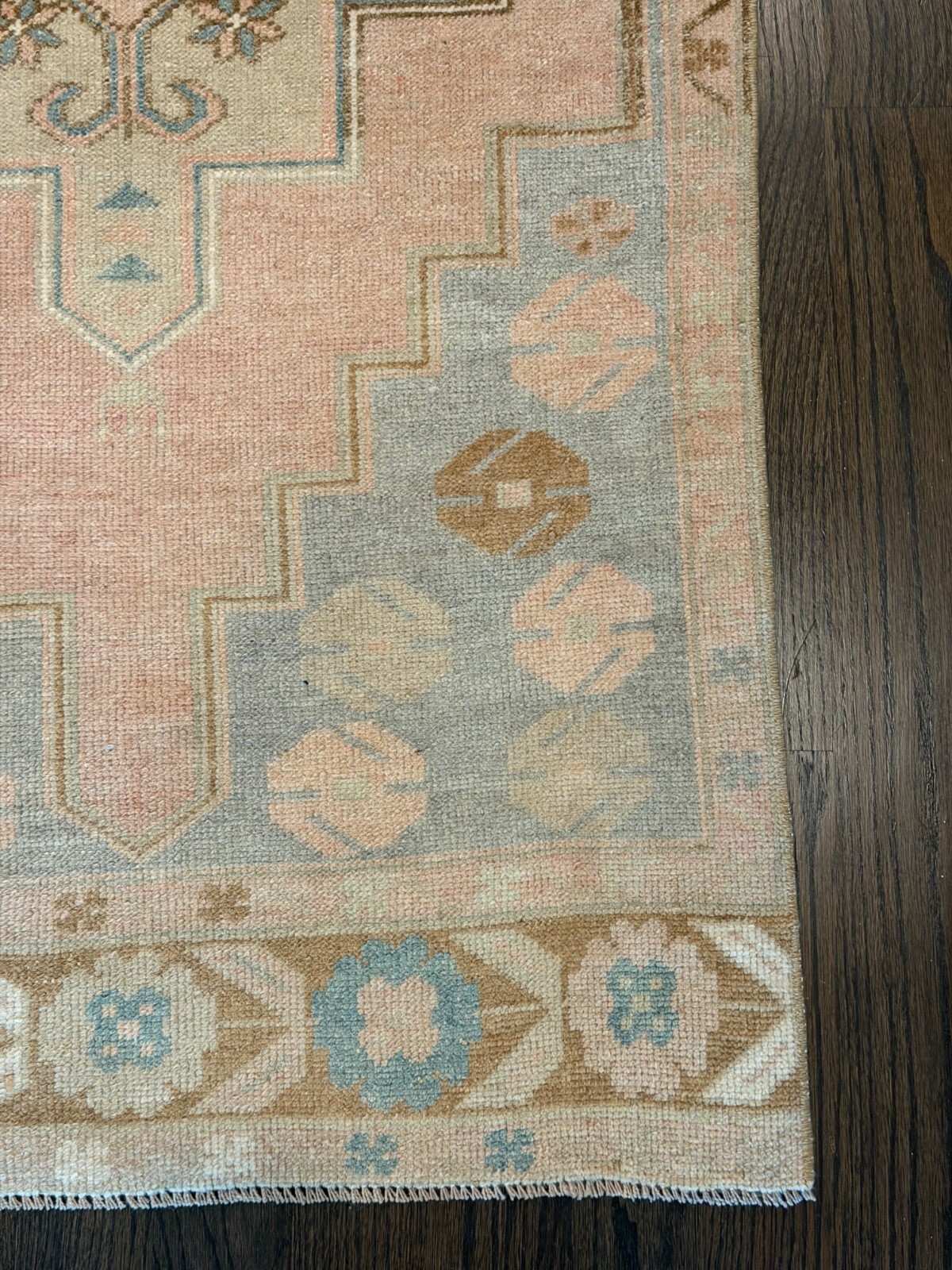 Vintage Turkish Runner Rug 3x8 Hand Knotted Wool Anatolian Oushak Hallway