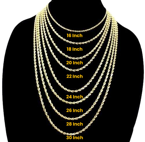 10K Yellow Gold Rope Necklace Bracelet Chain Diamond Cut 2mm-10mm 7"-30"