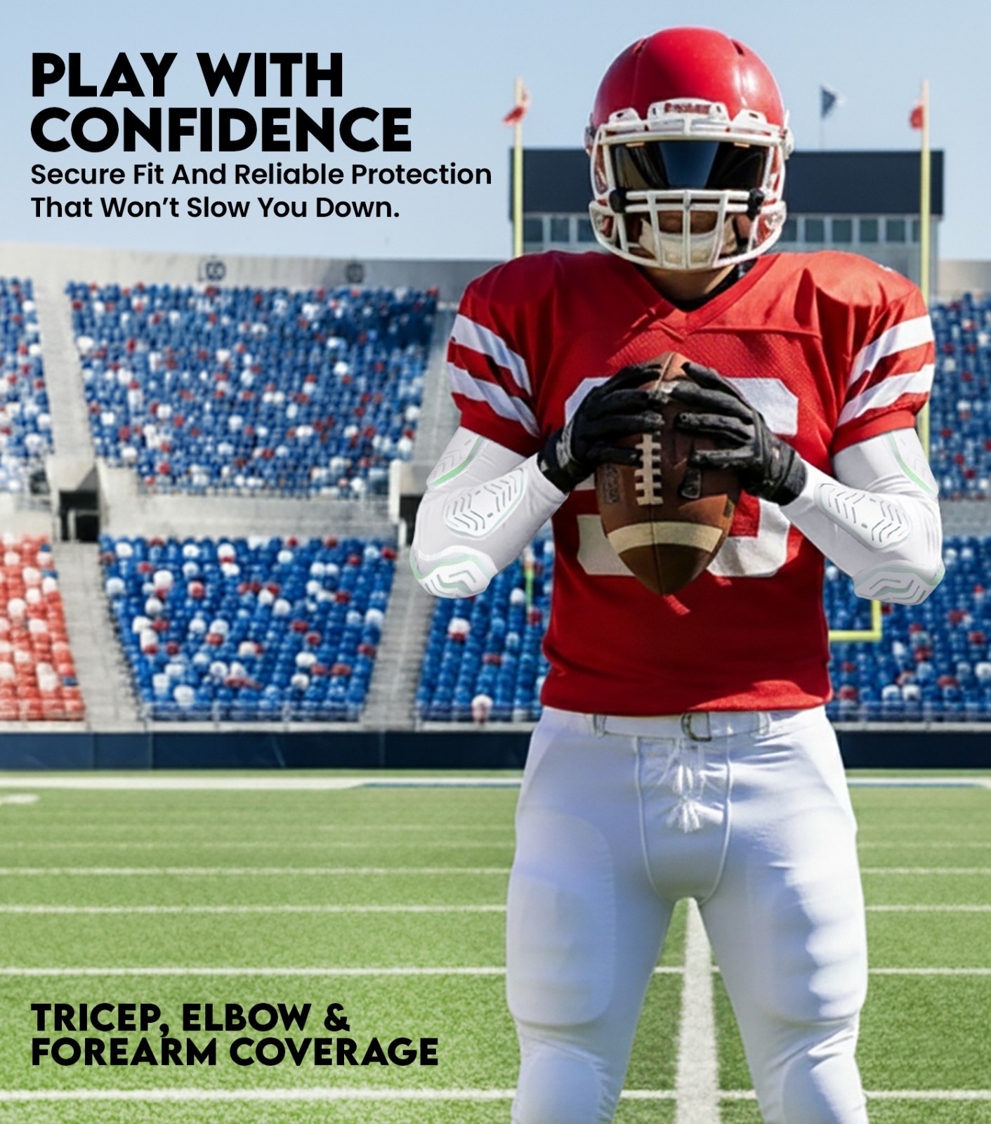 Exxact Sports Padded Arm Compression Sleeve – 3-Pad Protective Football-Baseball