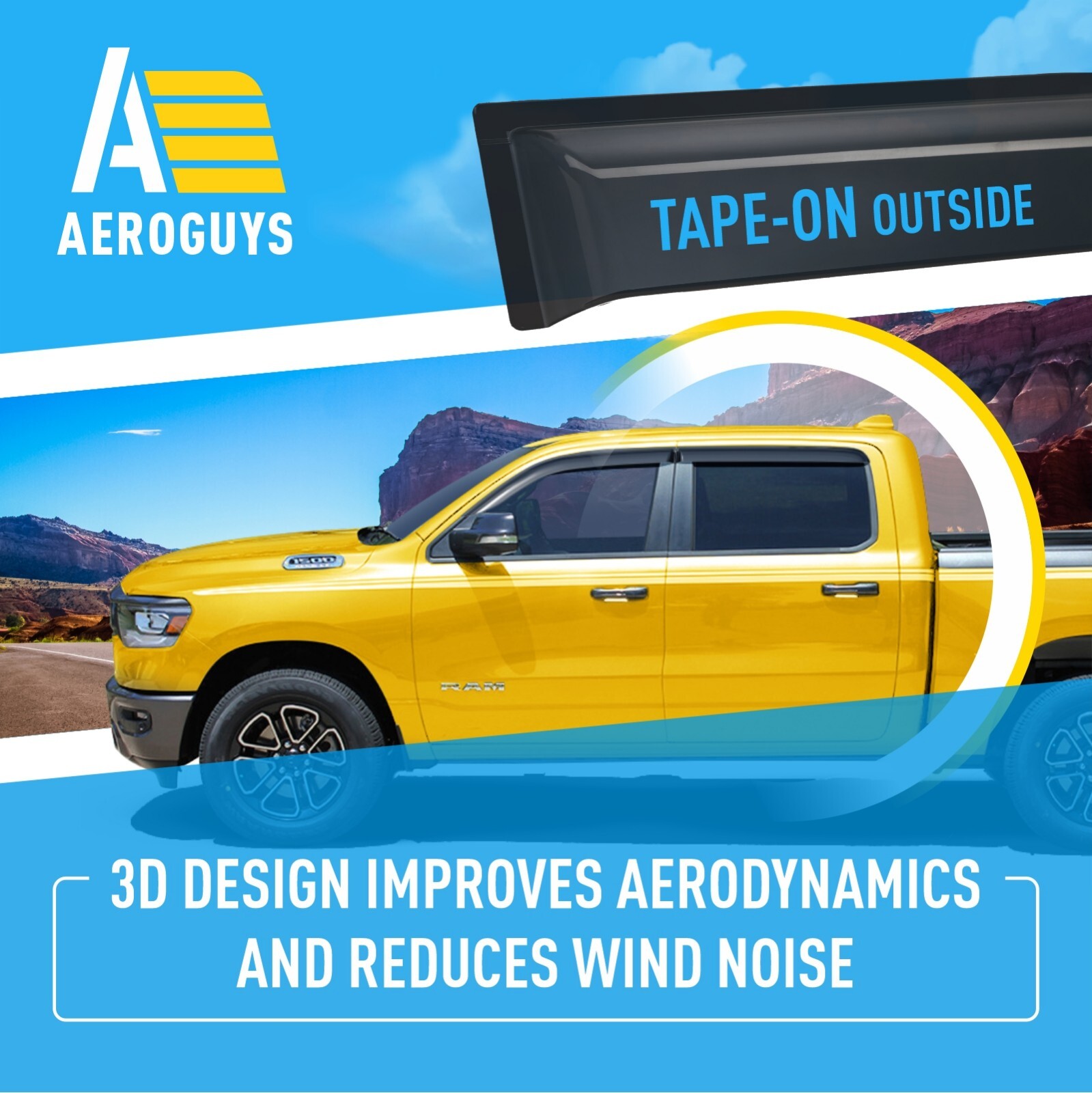 Rain Guards Vent Visors Shade for 2019-2024 Dodge Ram Crew Cab