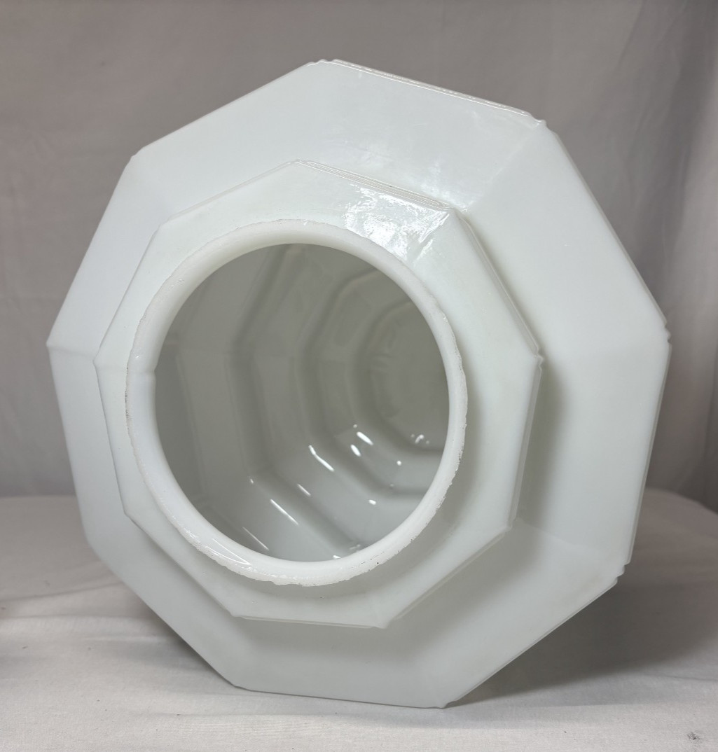 Skyscraper Light Fixture Ceiling Flush Brass Vtg Art Deco Glass Shade USA #L39