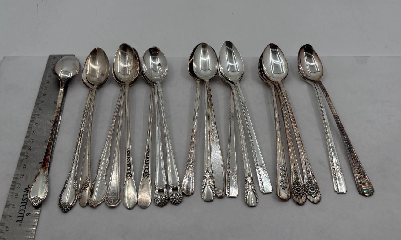 Lot of 40 Assorted Silverplate Iced Tea Spoons - Lot#392