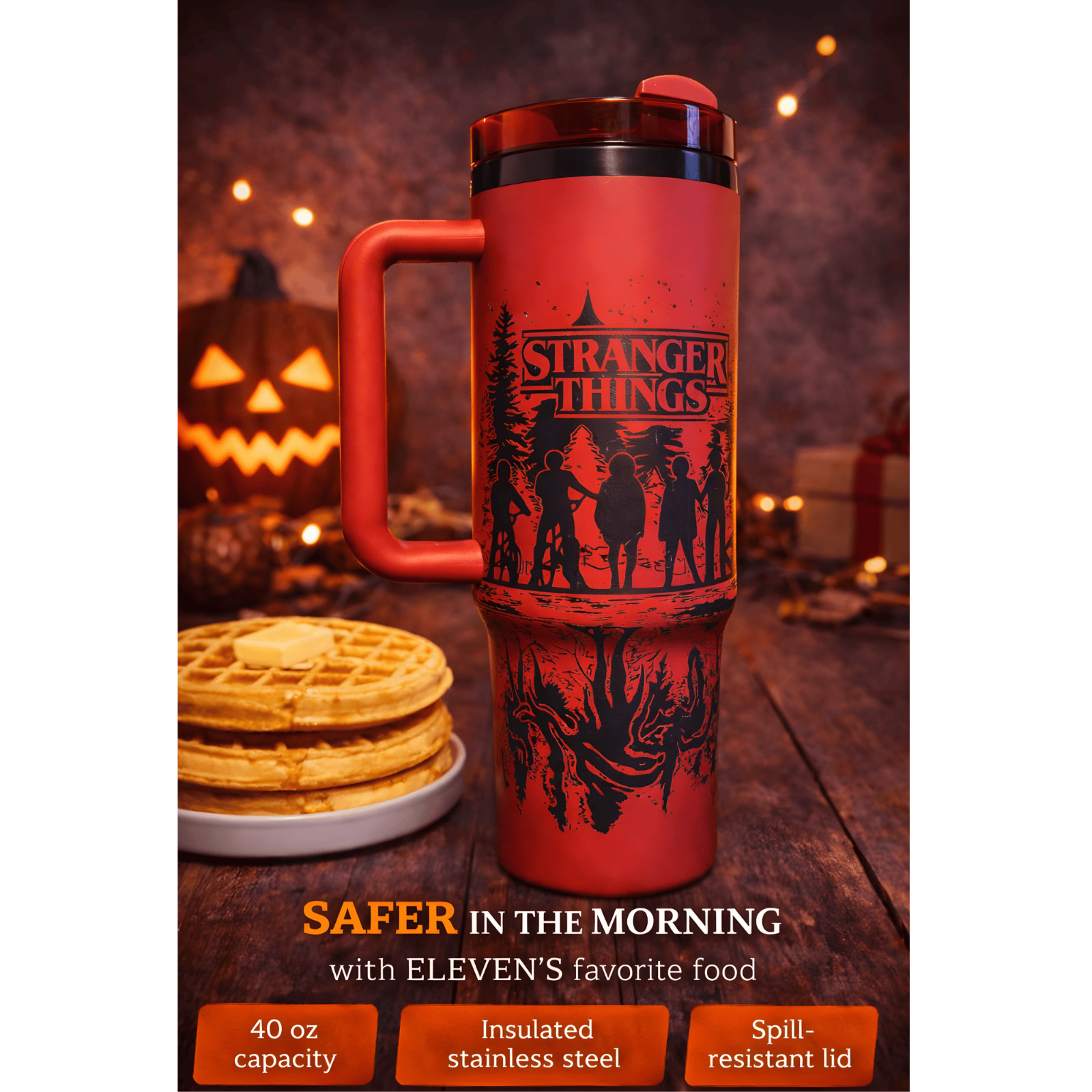 Stranger Things Inspired 40 oz Tumbler | Red & Black