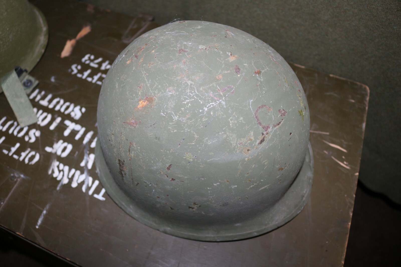 Grade B+ USGI M1 helmet rear seam swivel bale WWII - 1970s