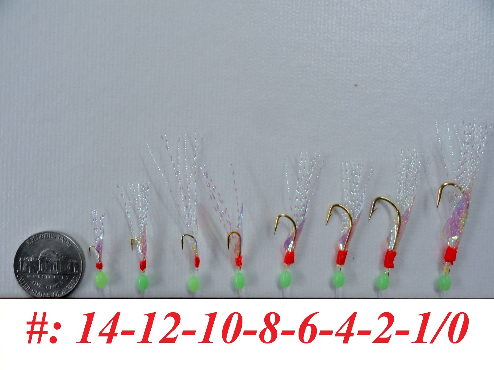 Sabiki Bait Rigs 6 Hooks Saltwater Fishing Lure Size:2/0,1,2,4,6,8,10,12,14- 417