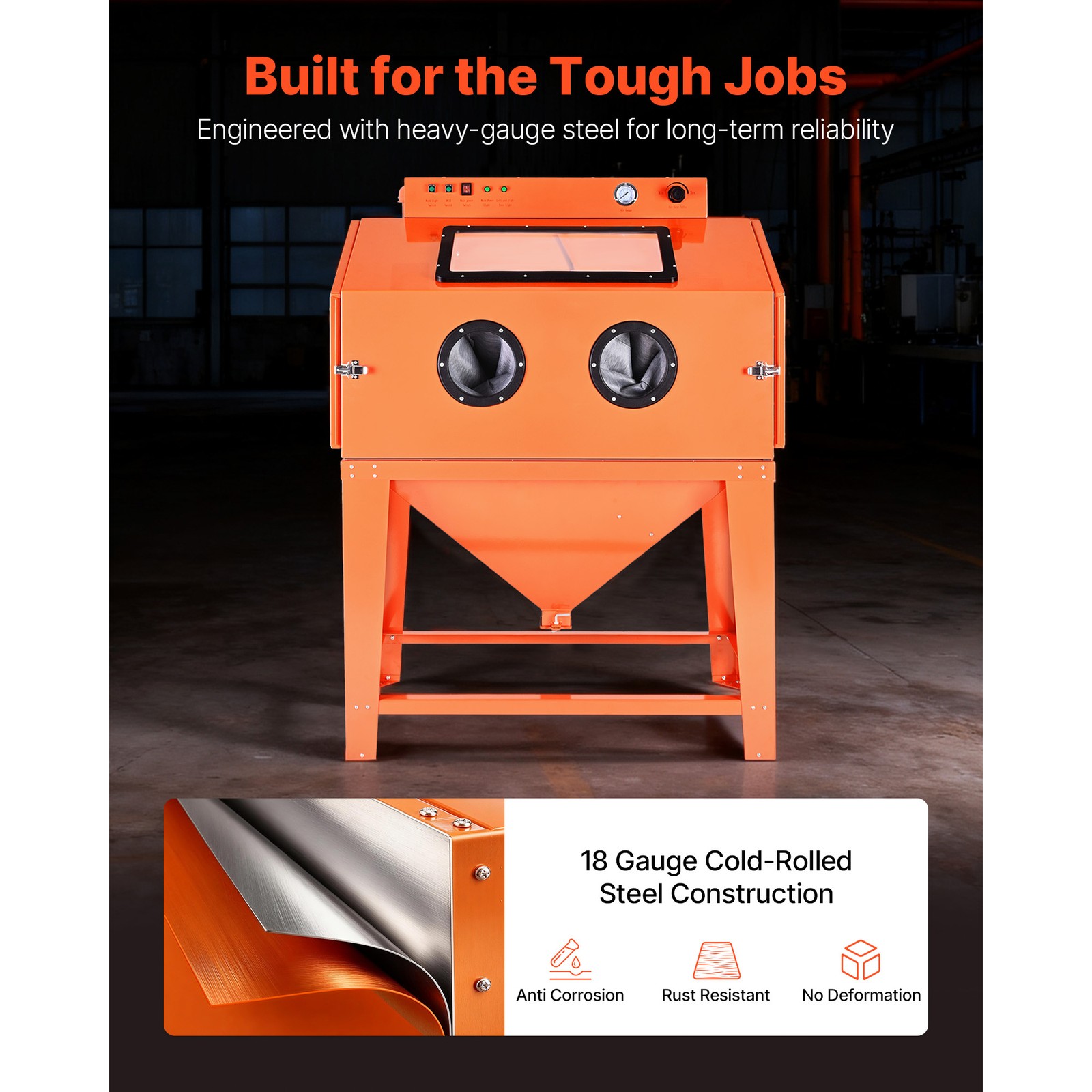 Uimoso 115 Gallon Steel Sandblasting Cabinet, Heavy Duty, 40-120 PSI