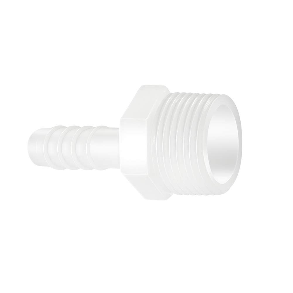Quickun Plastic Hose Barb Fitting, 3/8" x 3/4" Male thread, Copper,White