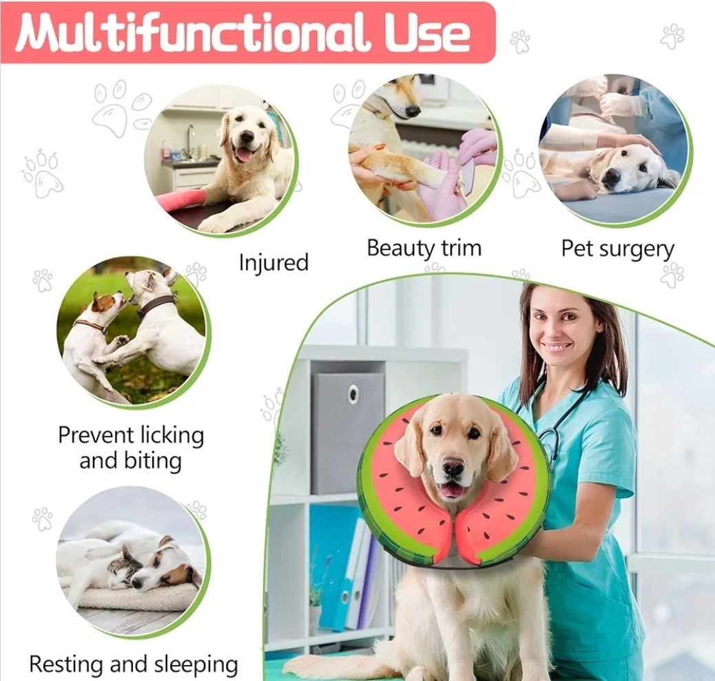 Soft Inflatable Dog Cone, Donut E-Collar Alternative for After Surgery size L