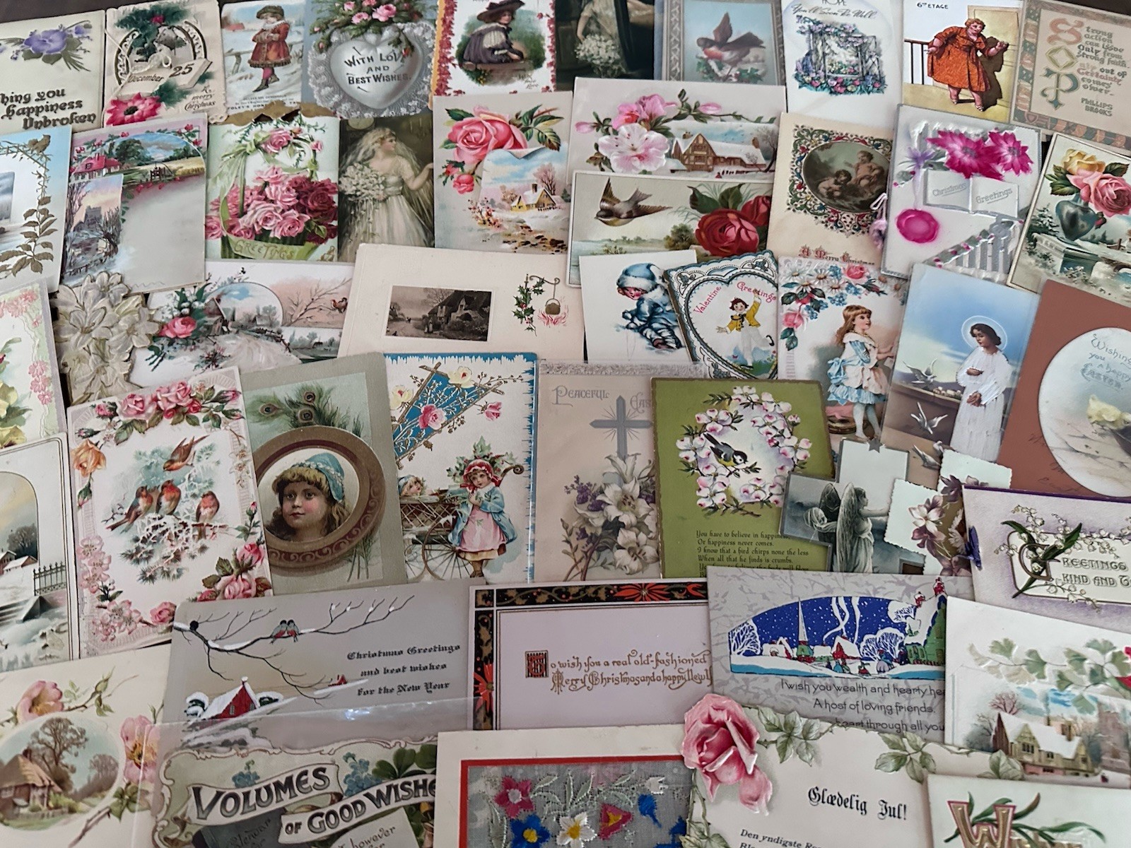 Huge Lot of 200 +Old Scraps~Cards~Ephemera~Mixed Paper~DAMAGED-SCRAPBOOK CRAFTS!