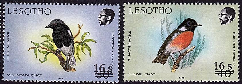 LESOTHO 1991 BIRDS surcharges SC#805-06 MNH 💲FREE SHIPPING💲