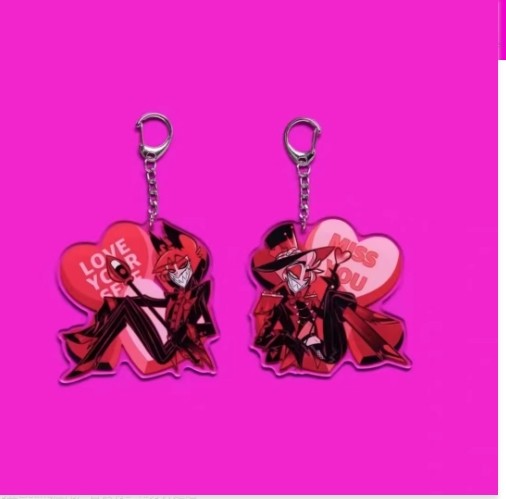2/pcs Hazbin Hotel Alastor Lucifer Acrylic Pendant Key Chain Key Ring Anime Gift