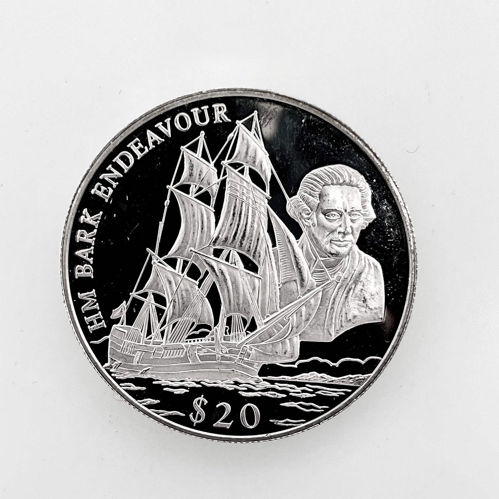 2000 LIBERIA $20 Dollars HM Bark Endeavour .999 Silver Proof Coin