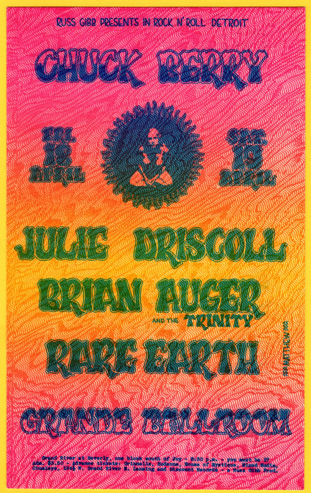 Chuck BeRRY JuLie DriScoLL RuSS GiBB Grande BaLLrOOm 1969 PoStcard