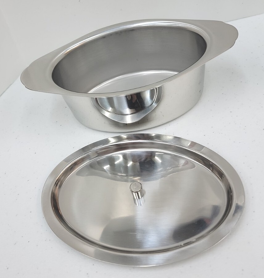 Oval Casserole Server with lid / cover 24 oz. Heavy 18-8 Stainless Steel New