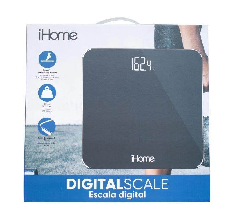 Digital Battery Powered Bathroom Scale 397 lbs, Black