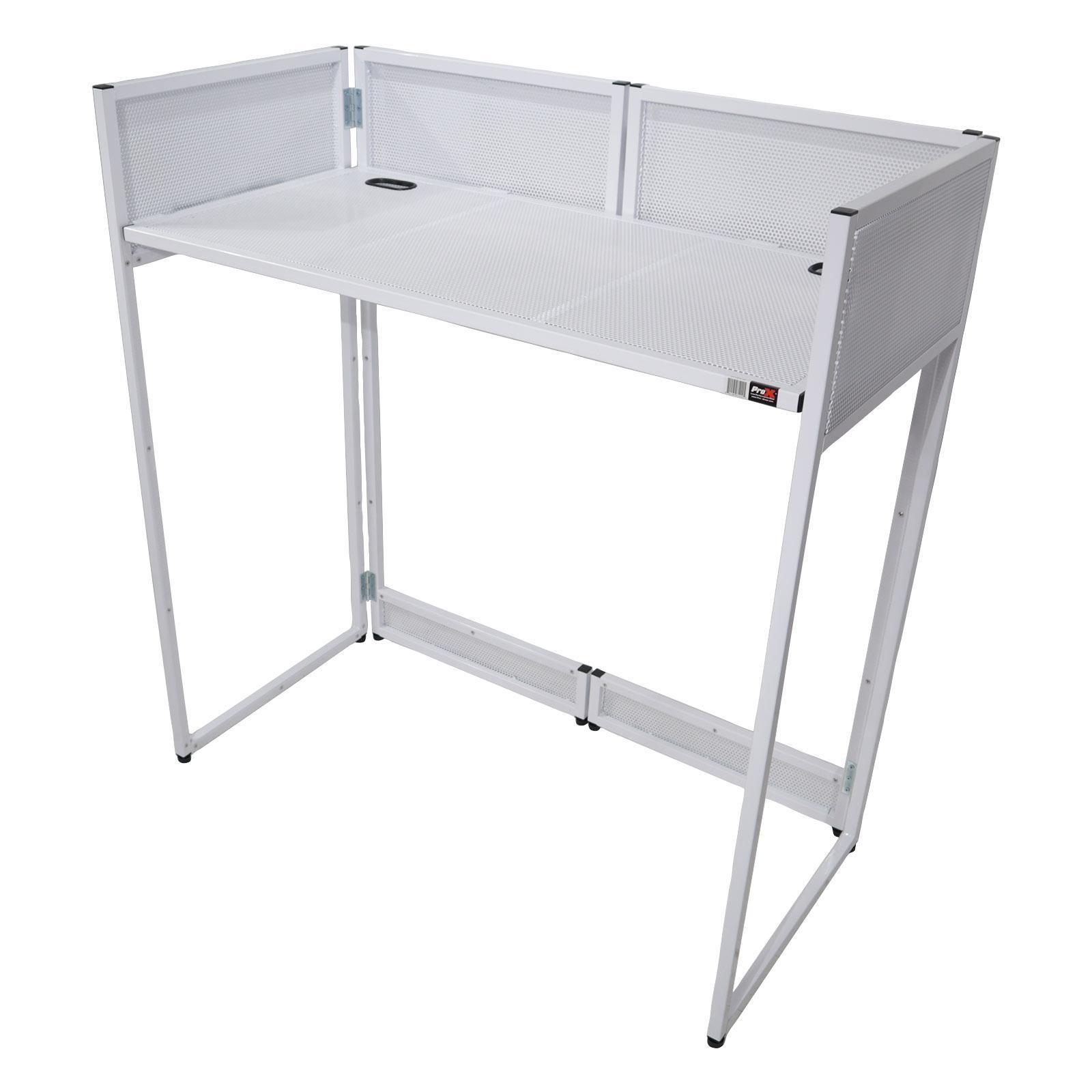 ProX XF-VISTA WH White Portable DJ Booth Facade Table Station w Scrim & Bag
