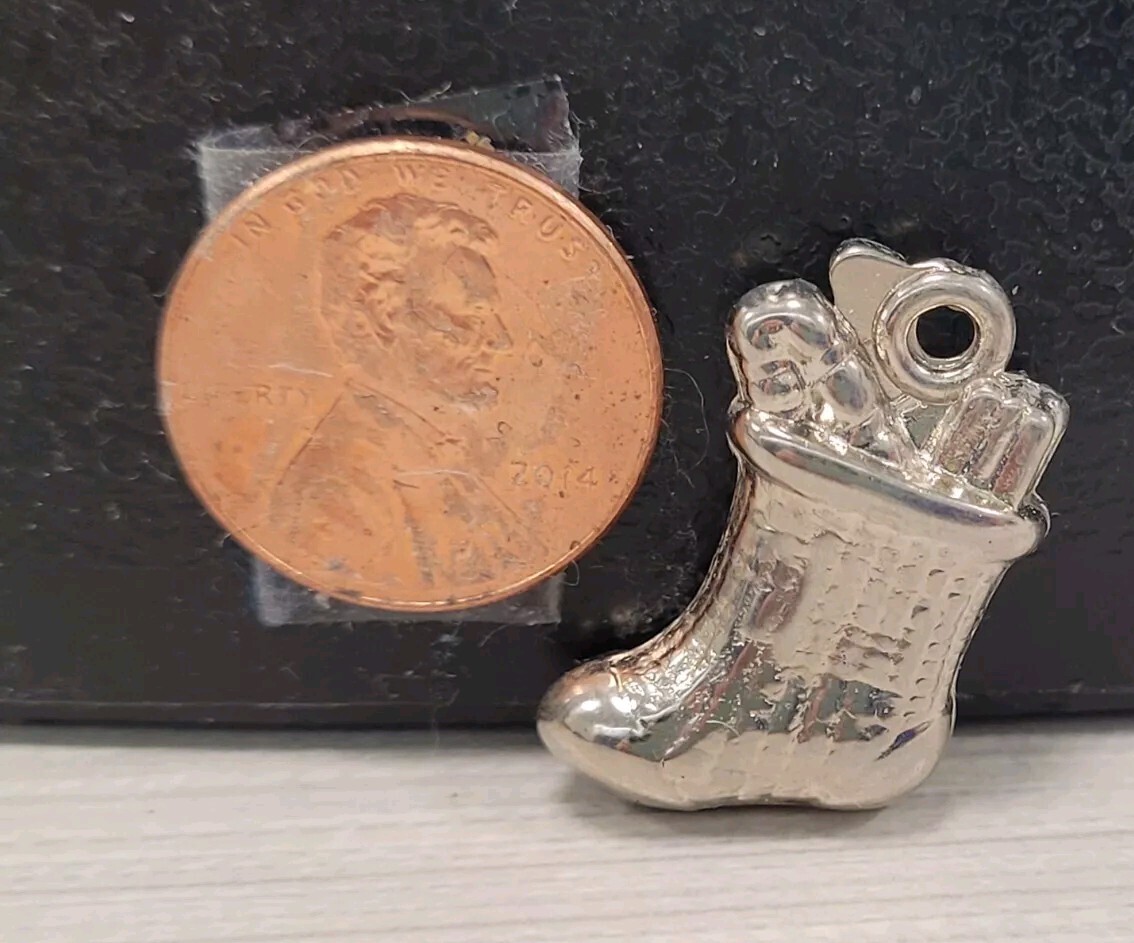 Vintage plastic Chrome CHRISTMAS STOCKING gumball charm prize jewelry