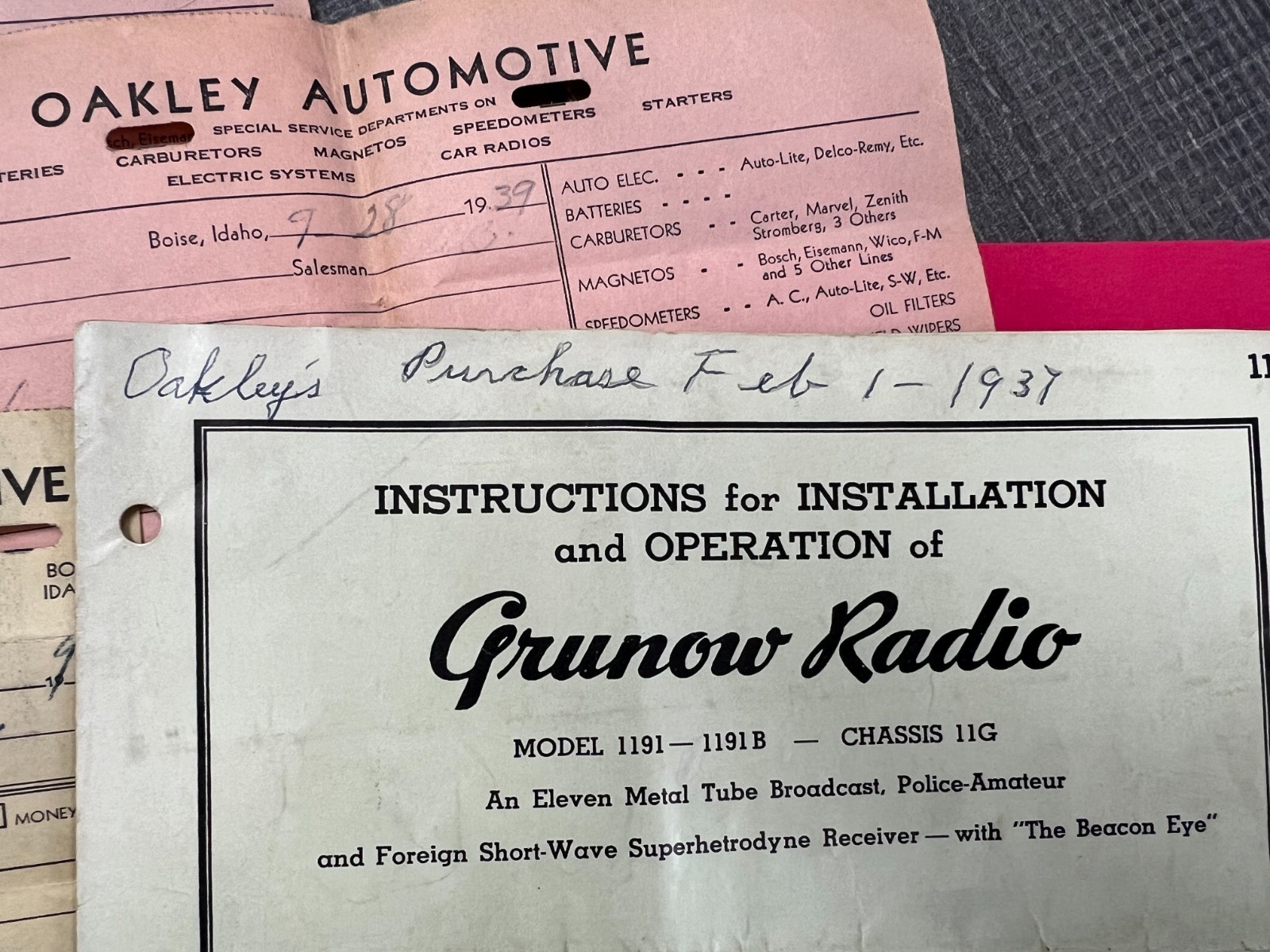 1930s GRUNOW ALL WAVE SUPERHETERODYNE CONSOLE TUBE RADIO MODEL 1191