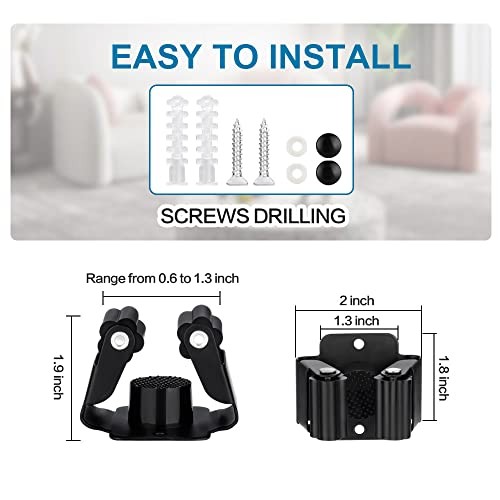 PCS Broom and Mop Holder, Heavy Duty Garden Tool Organizer Rack 3 Matte Black