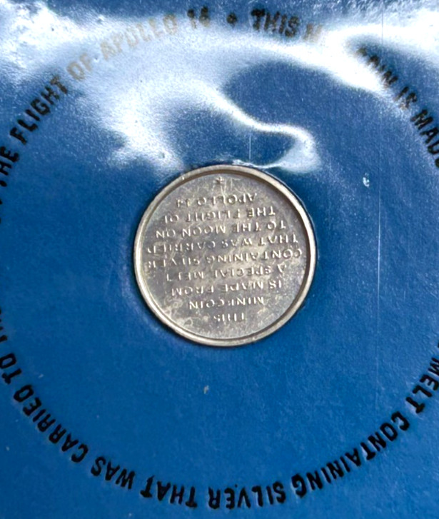 1971 Franklin Mint Apollo 14 Silver Medal - On Board Command Module