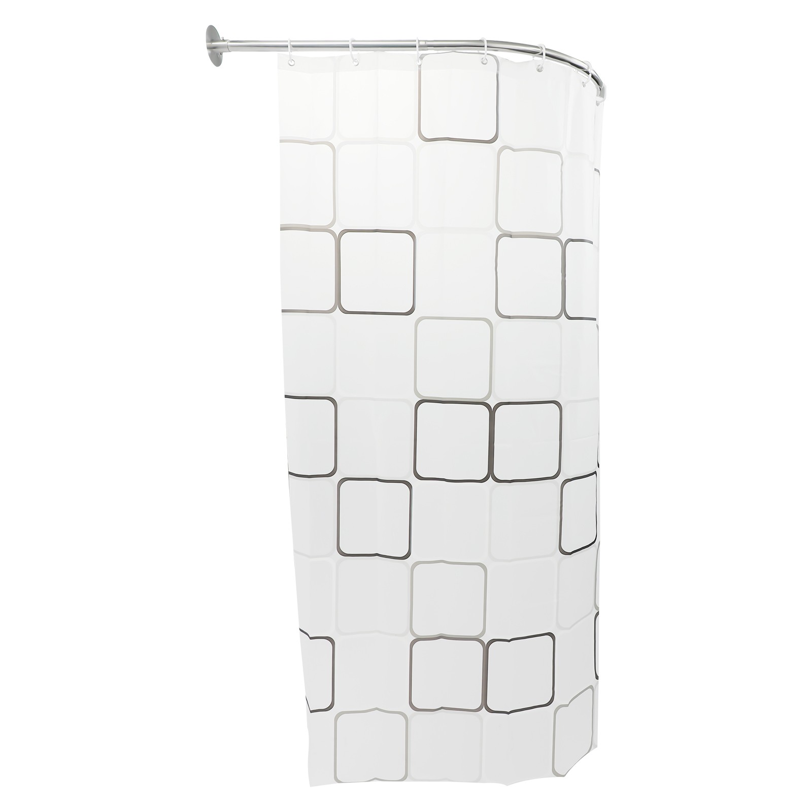 U-Shaped Shower Curtain Rod Set – No Holes Installation, Adjustable 0.9-1.3m